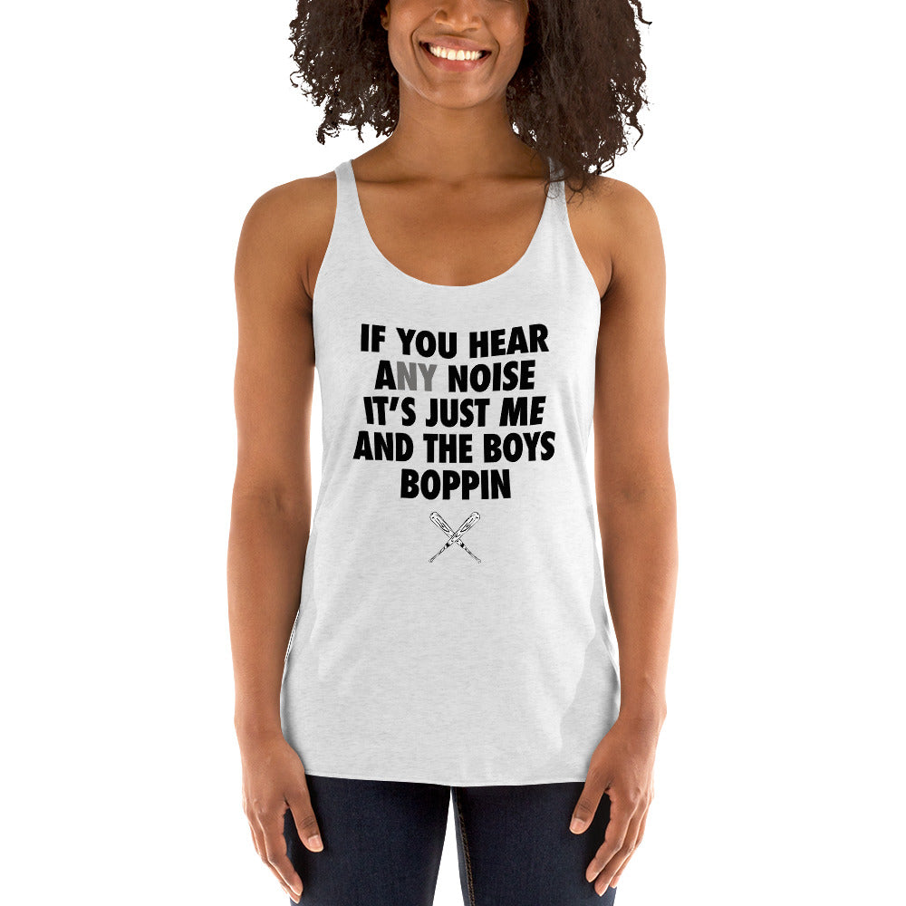 New York Baseball Fan Funny Boys Boppin Quote NY Women's Racerback Tank Top