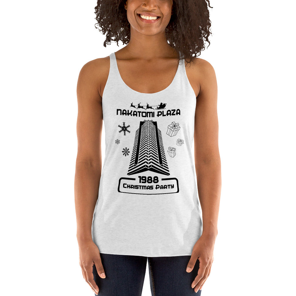 Funny Nakatomi Plaza Christmas Party Parody Joke Women's Racerback Tank Top