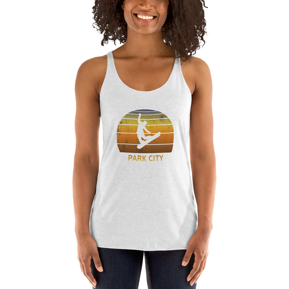 Retro Park City Utah Snowboarding Fan Women's Racerback Tank Top