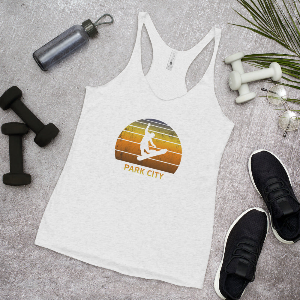 Retro Park City Utah Snowboarding Fan Women's Racerback Tank Top