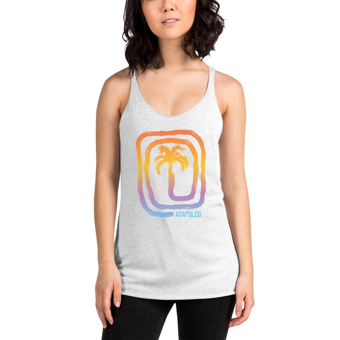 Cool Acapulco Mexico Palm Tree Souvenir Vacation Women's Racerback Tank Top
