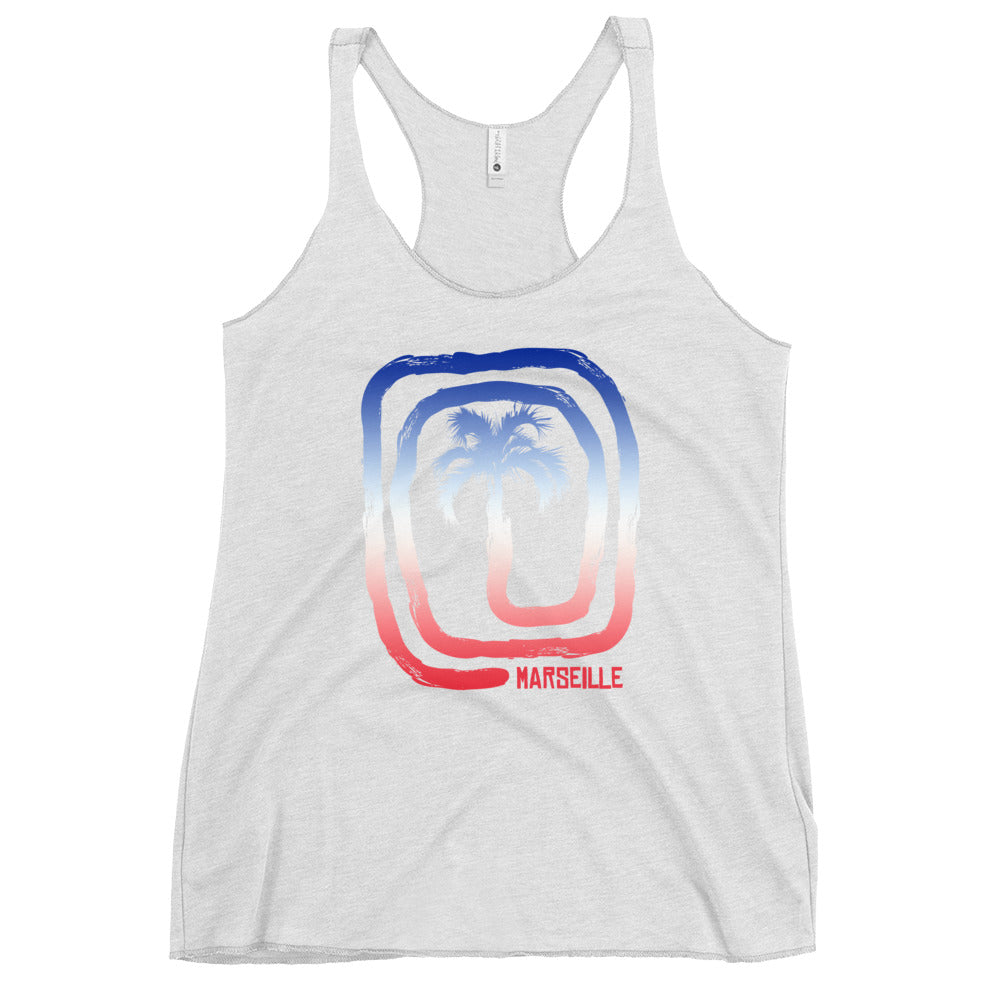 Cool Marseille France Flag Beach Palm Tree Vacation Souvenir Women's Racerback Tank Top