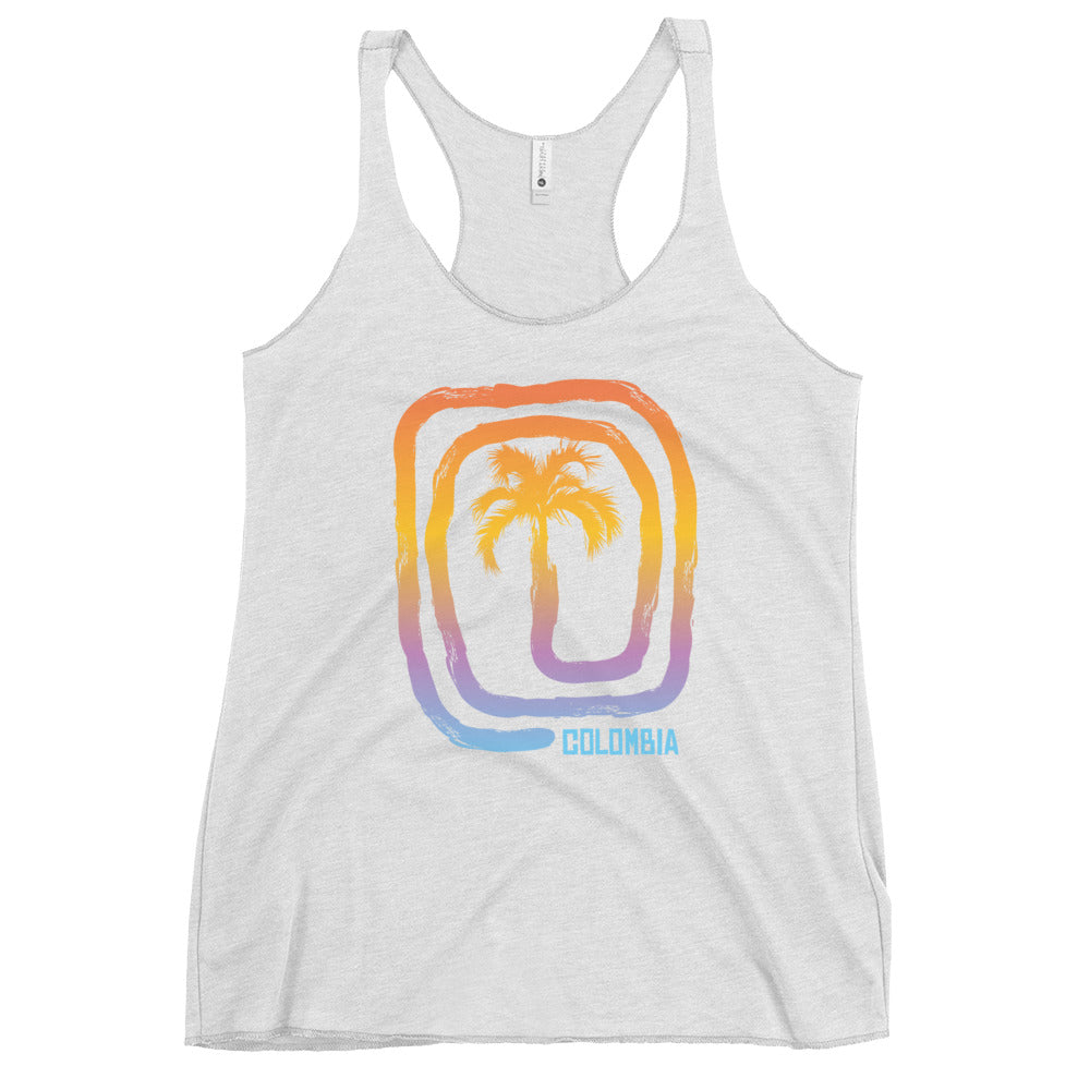 Cool Colombia Beach Palm Tree Vacation Souvenir Women's Racerback Tank Top