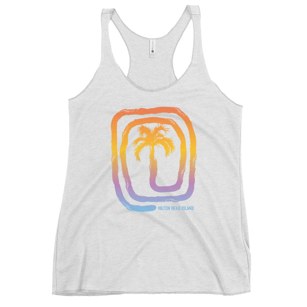 Cool Hilton Head Island South Carolina Beach Palm Tree Vacation Souvenir Women's Racerback Tank Top