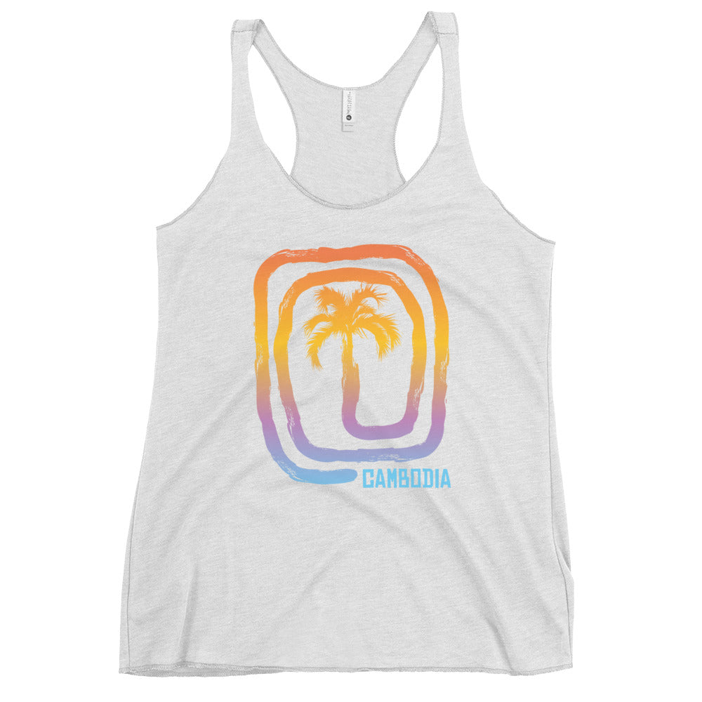 Cool Cambodia Palm Tree Souvenir Vacation Women's Racerback Tank Top