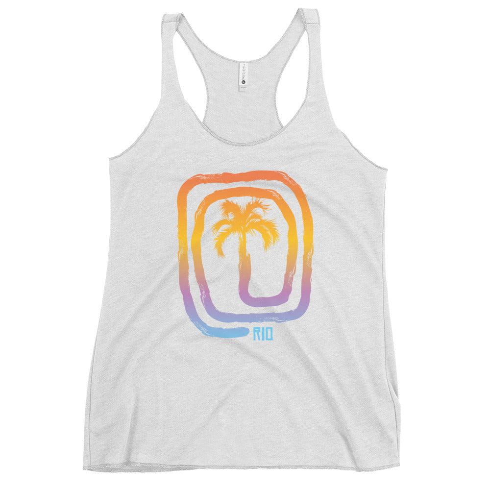 Cool Rio De Janeiro Brazil Beach Palm Tree Vacation Souvenir Women's Racerback Tank Top