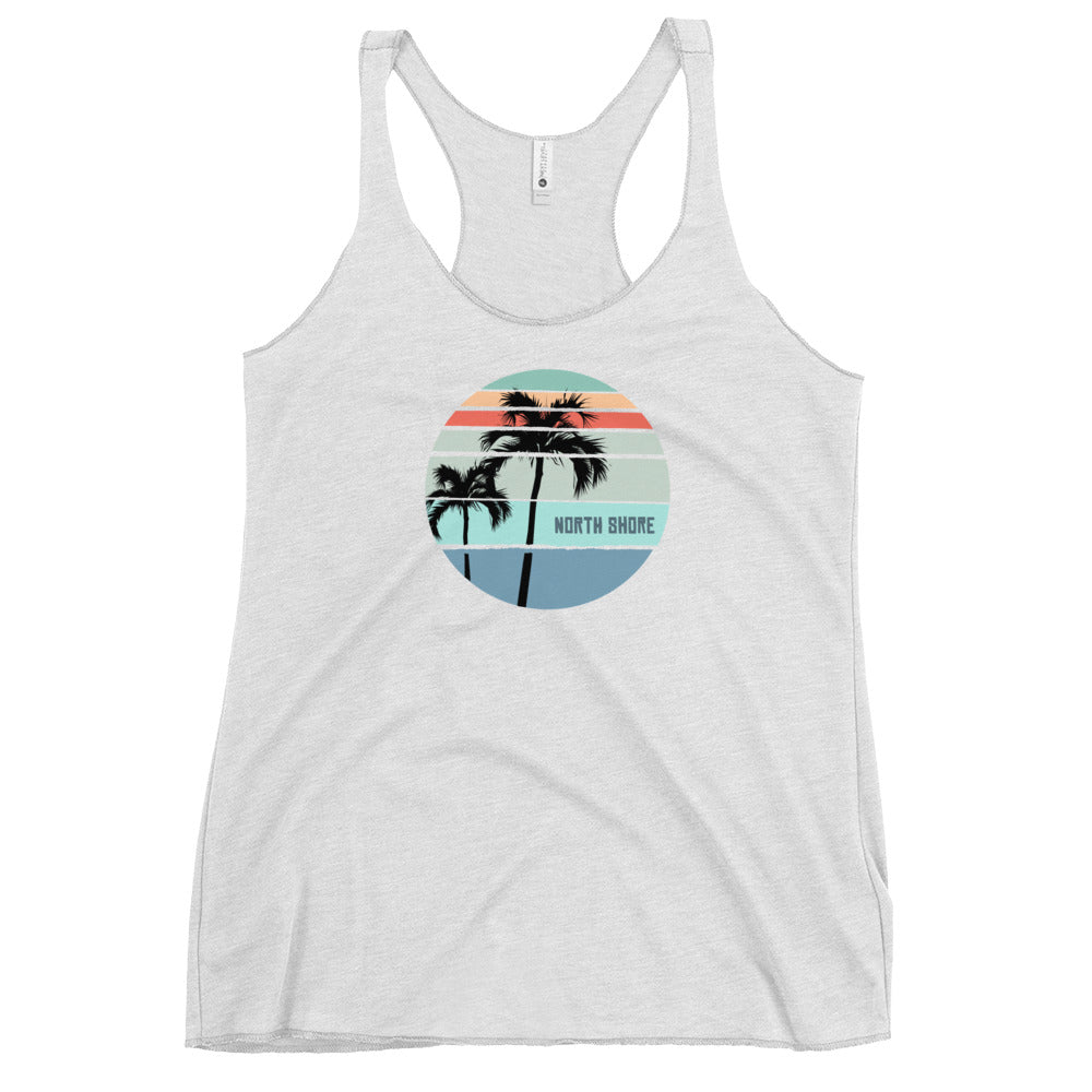 Cool North Shore Hawaii Palm Tree Vacation Souvenir Women's Racerback Tank Top