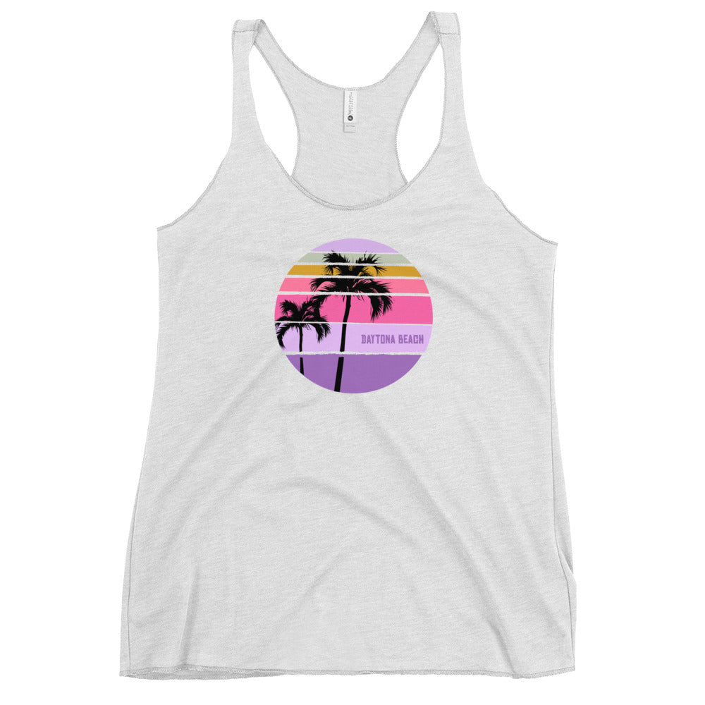 Cool Daytona Beach Florida Palm Tree Artistic Vacation Souvenir Women's Racerback Tank Top
