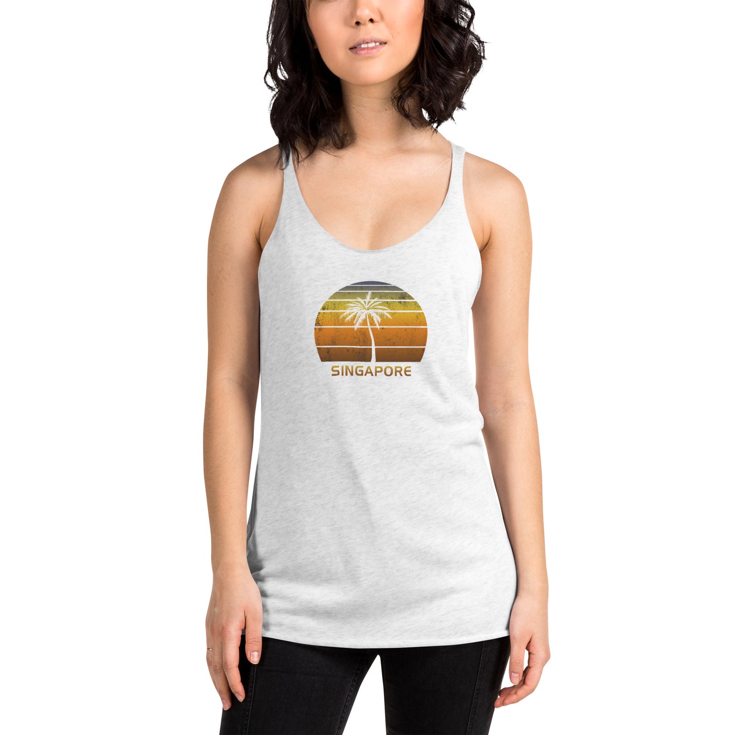 Vintage Singapore Malaysia Women's Racerback Tank Top Sunset