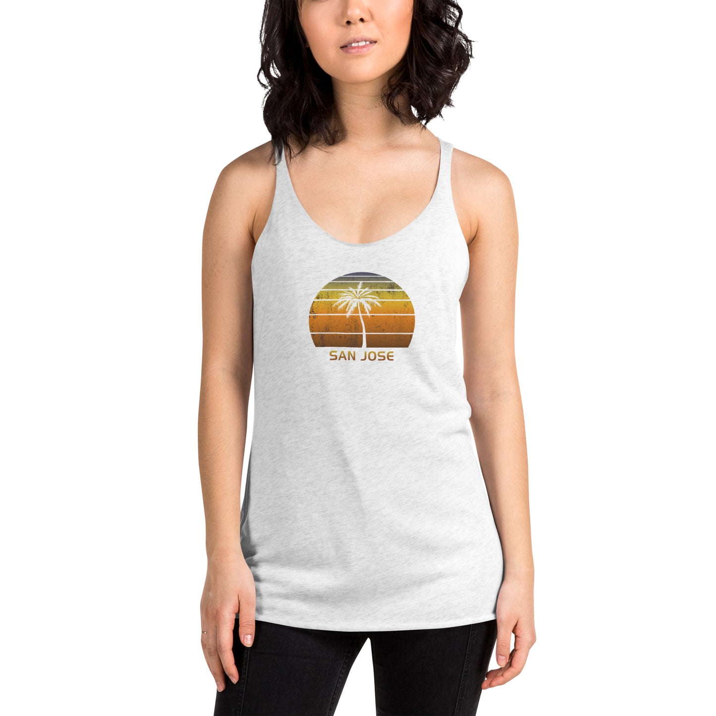 Vintage San Jose California Women's Racerback Tank Top Sunset
