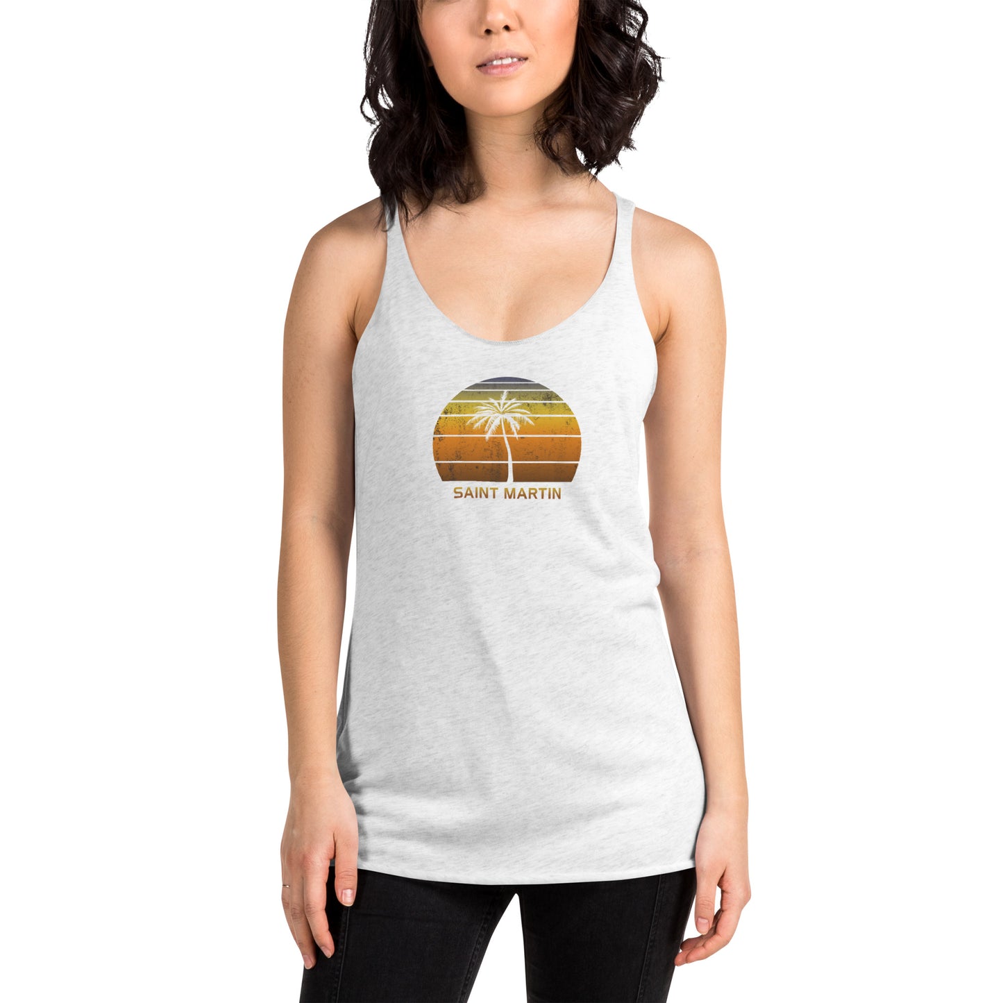 Vintage Saint Martin Women's Racerback Tank Top Sunset