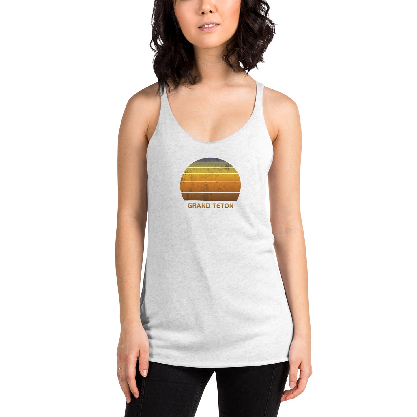 Retro Grand Teton National Park Women's Racerback Tank Top Vacation Souvenir Sunset Vintage