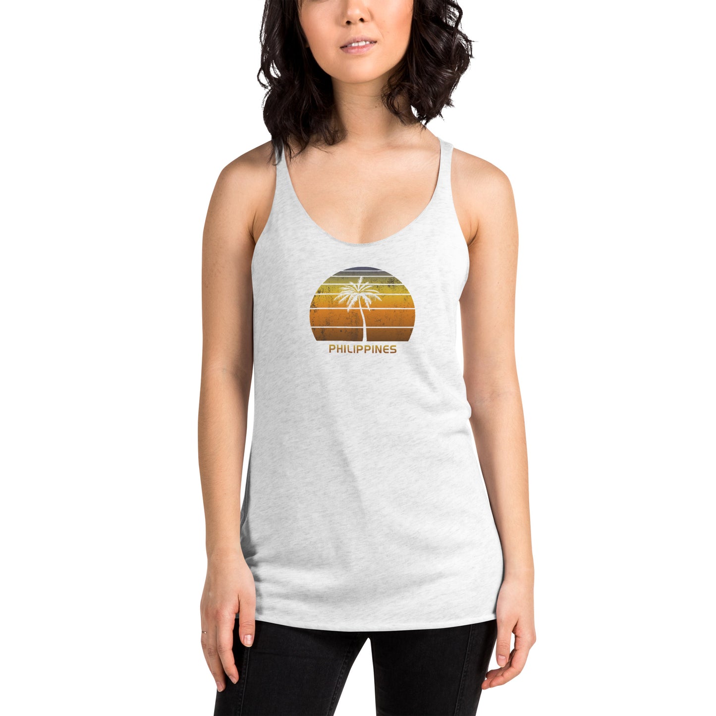 Vintage Philippines Women's Racerback Tank Top Sunset