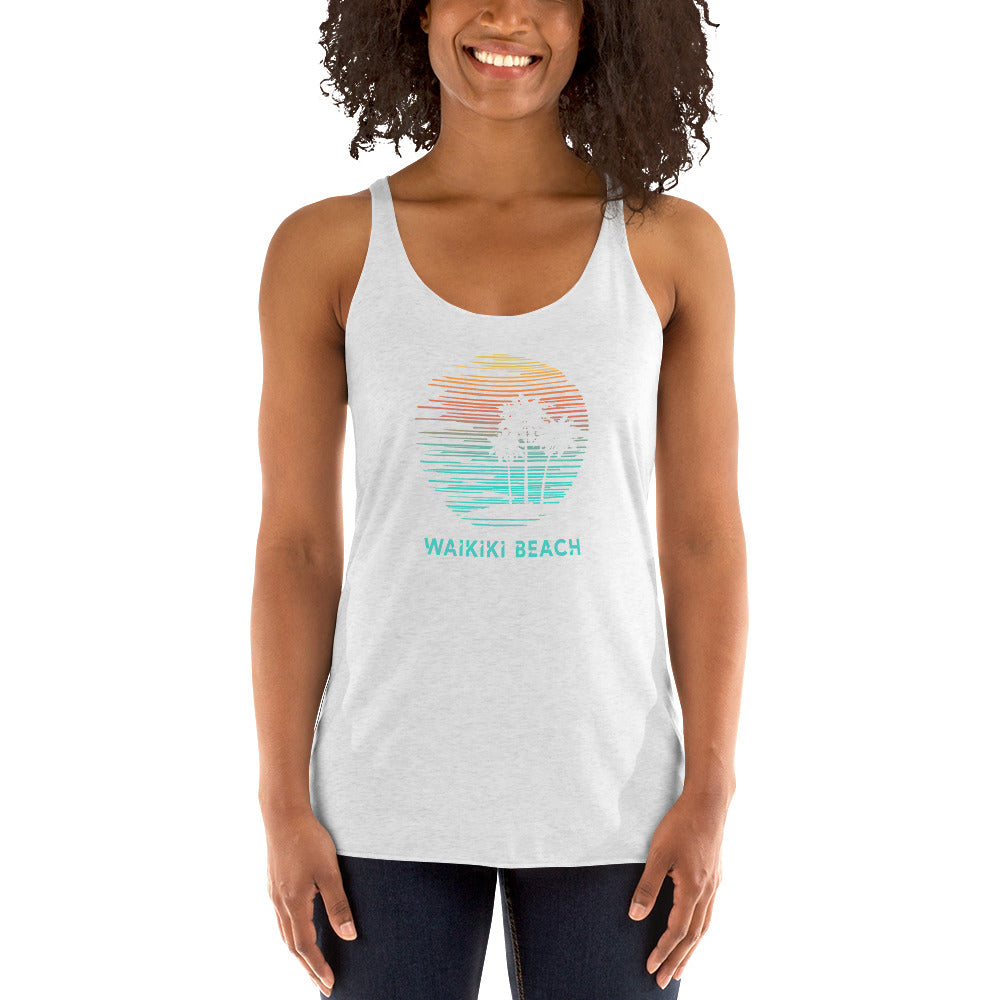 Waikiki Beach Oahu Hawaii Hawaiian Vacation Souvenir Women's Racerback Tank Top