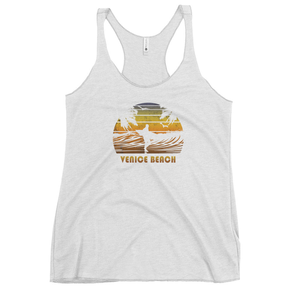Retro Venice Beach California Surfing Fan Surfer Sunset Souvenir Women's Racerback Tank Top