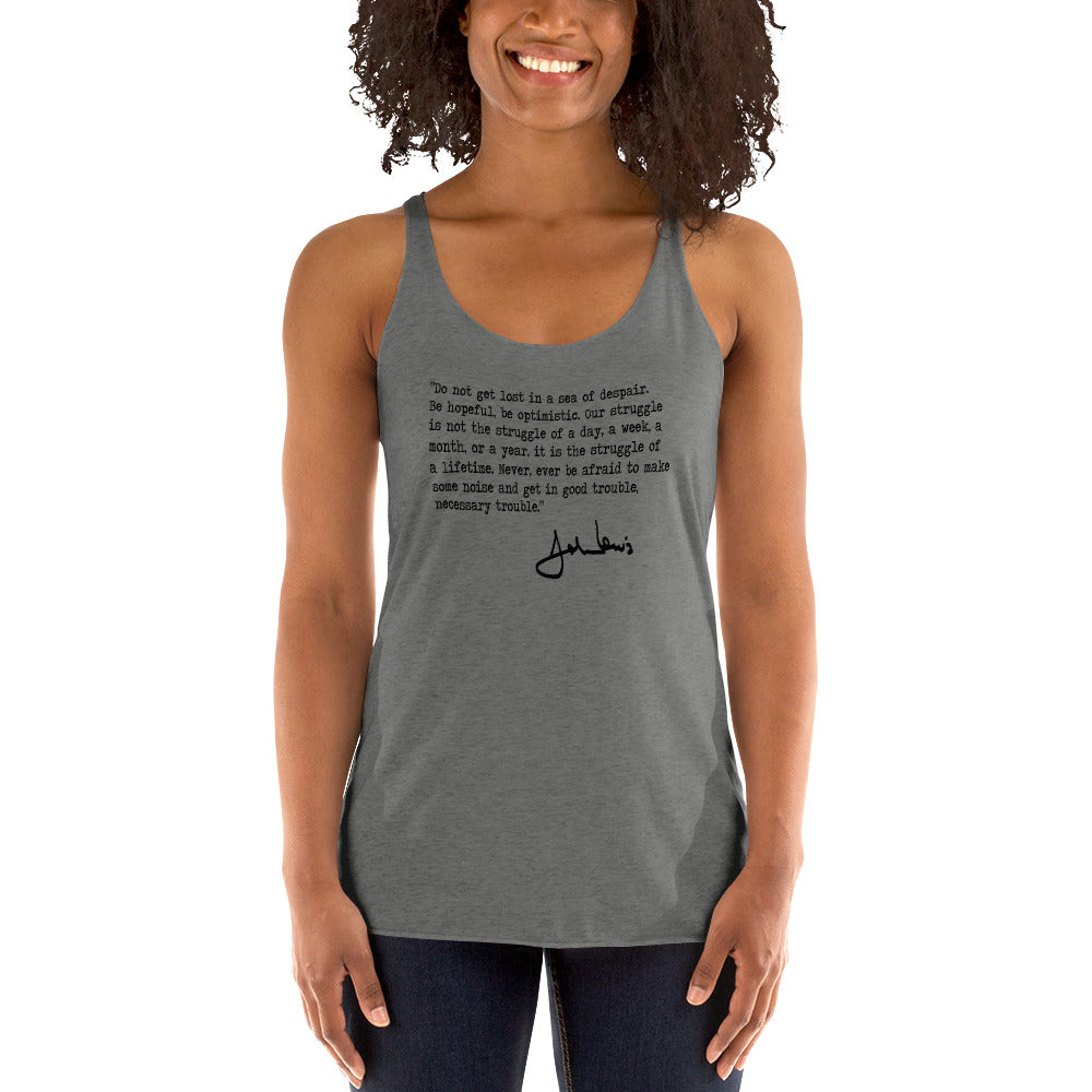 John Lewis Good Trouble Political Quote Civil Rights Icon Democrats Women's Racerback Tank Top