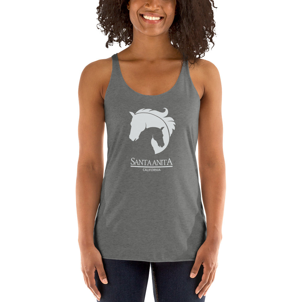 Cool Santa Anita California Horse Racing Track Derby Fans Women's Racerback Tank Top