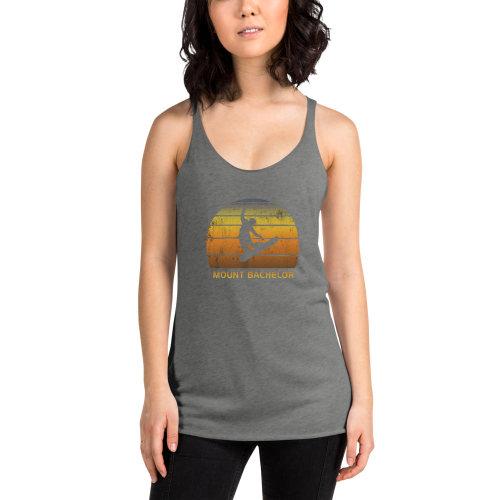 Retro Mount Bachelor Snowboarding Fan Women's Racerback Tank Top