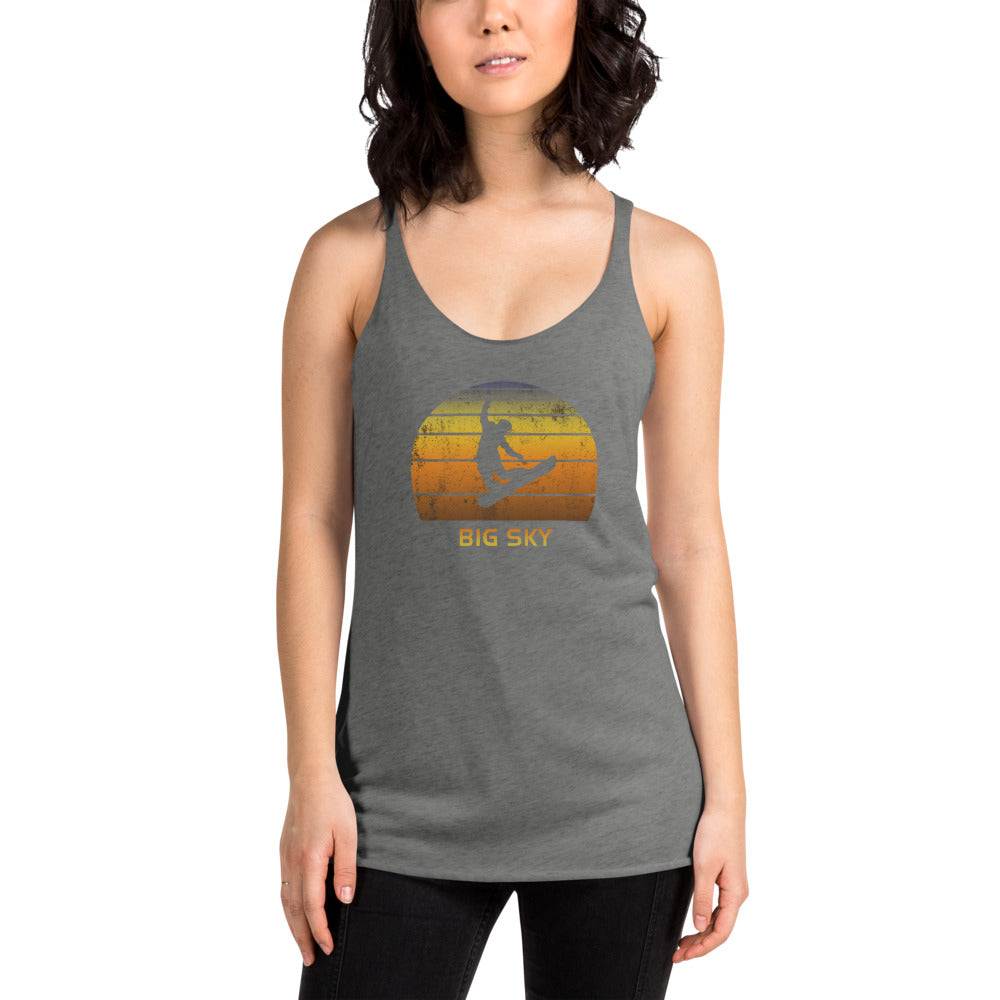 Retro Big Sky Montana Snowboarding Fan Women's Racerback Tank Top