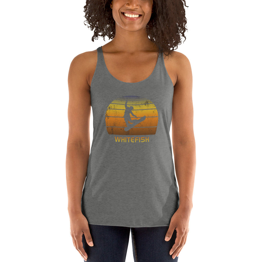 Retro Whitefish Montana Snowboarding Fan Women's Racerback Tank Top