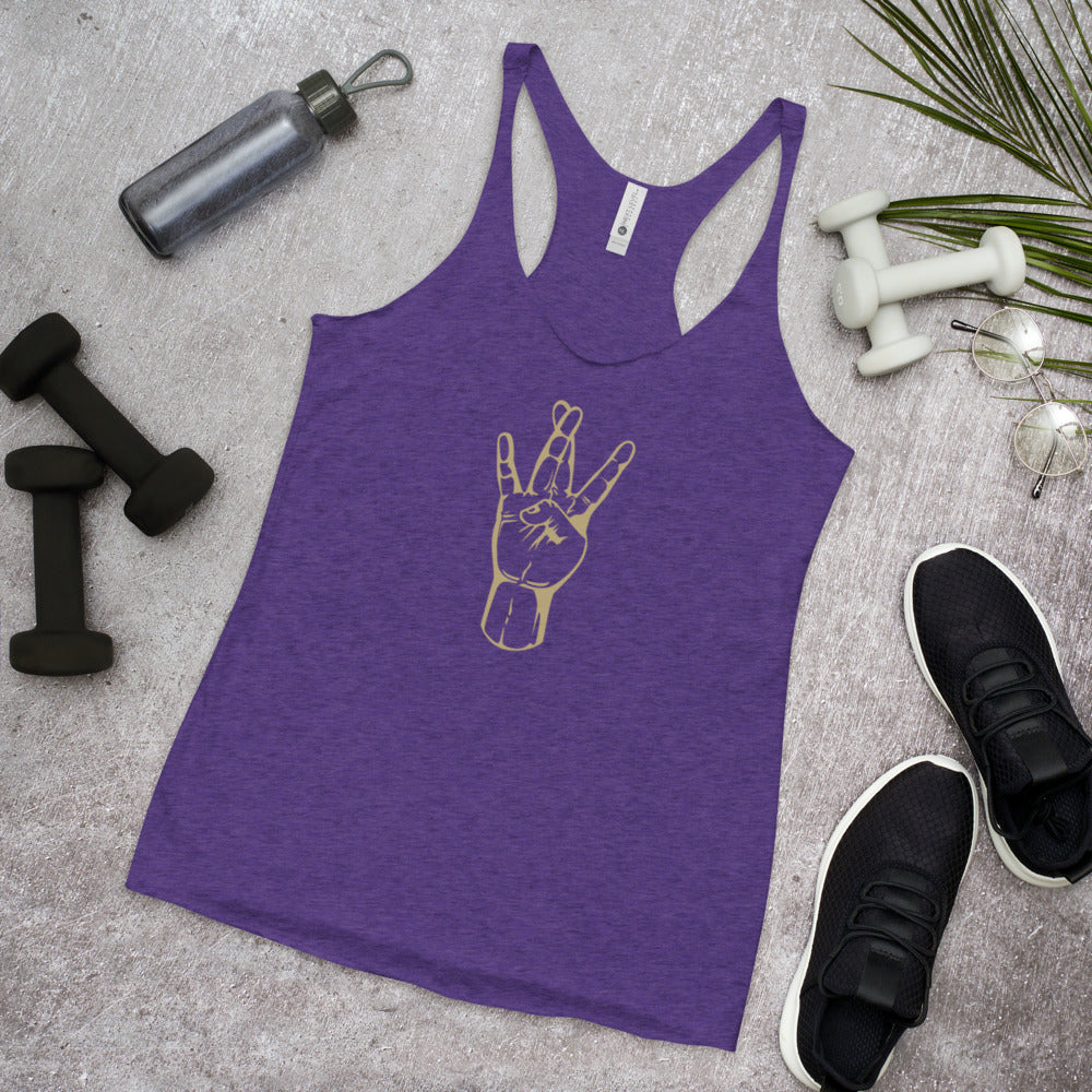Washington W Hand Sign College Football Fan Women's Racerback Tank Top