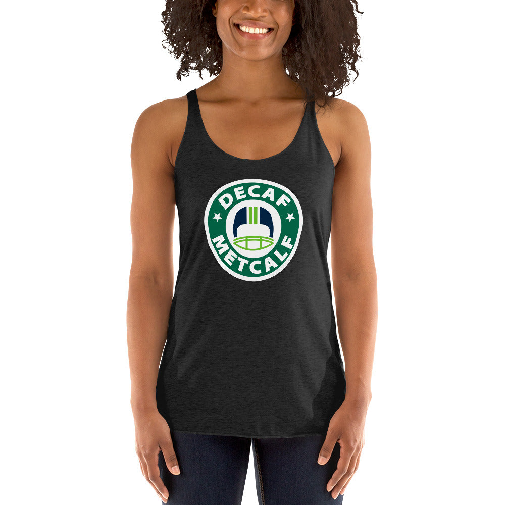Decaf Metcalf Funny Pro Football Seattle Fan Women's Racerback Tank Top