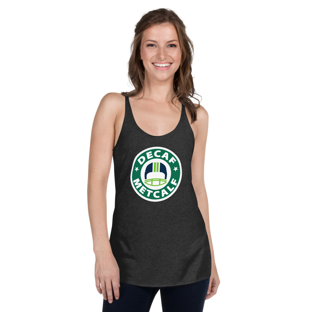 Decaf Metcalf Funny Pro Football Seattle Fan Women's Racerback Tank Top