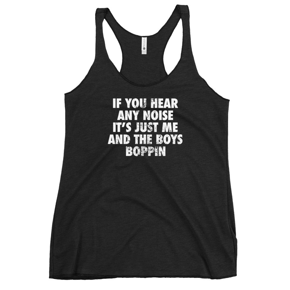 New York Baseball Fan Funny NY Boys Boppin Quote Women's Racerback Tank Top