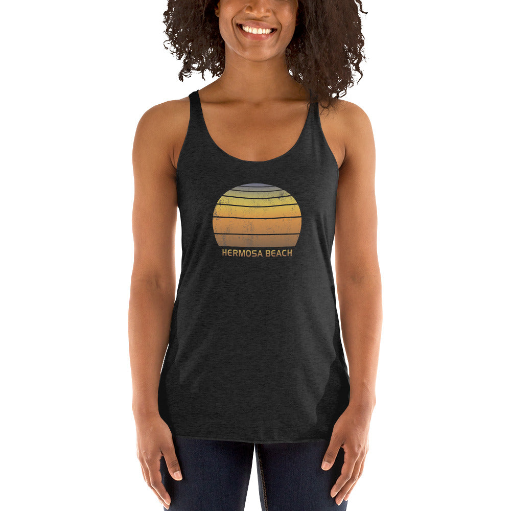 Retro Hermosa Beach California Women's Racerback Tank Top Sunset