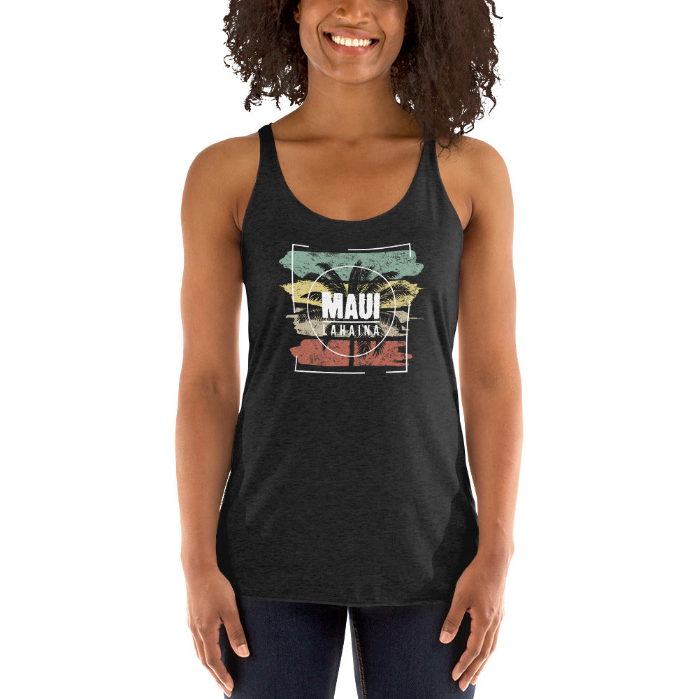 Cool Lahaina Maui Hawaii Beach Palm Tree Vacation Souvenir Women's Racerback Tank Top