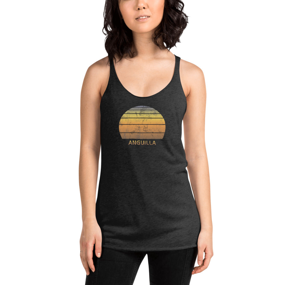 Retro Anguilla Beach Vacation Souvenir Women's Racerback Tank Top