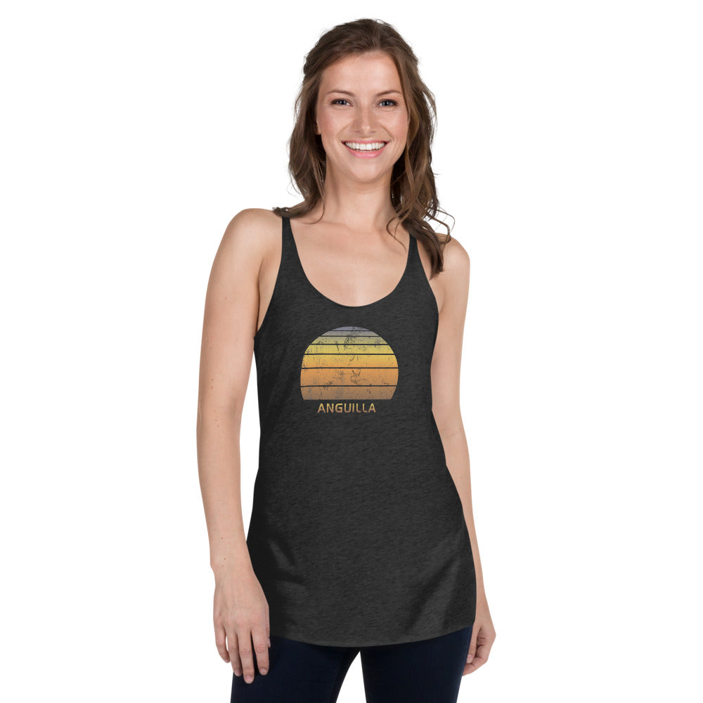 Retro Anguilla Beach Vacation Souvenir Women's Racerback Tank Top