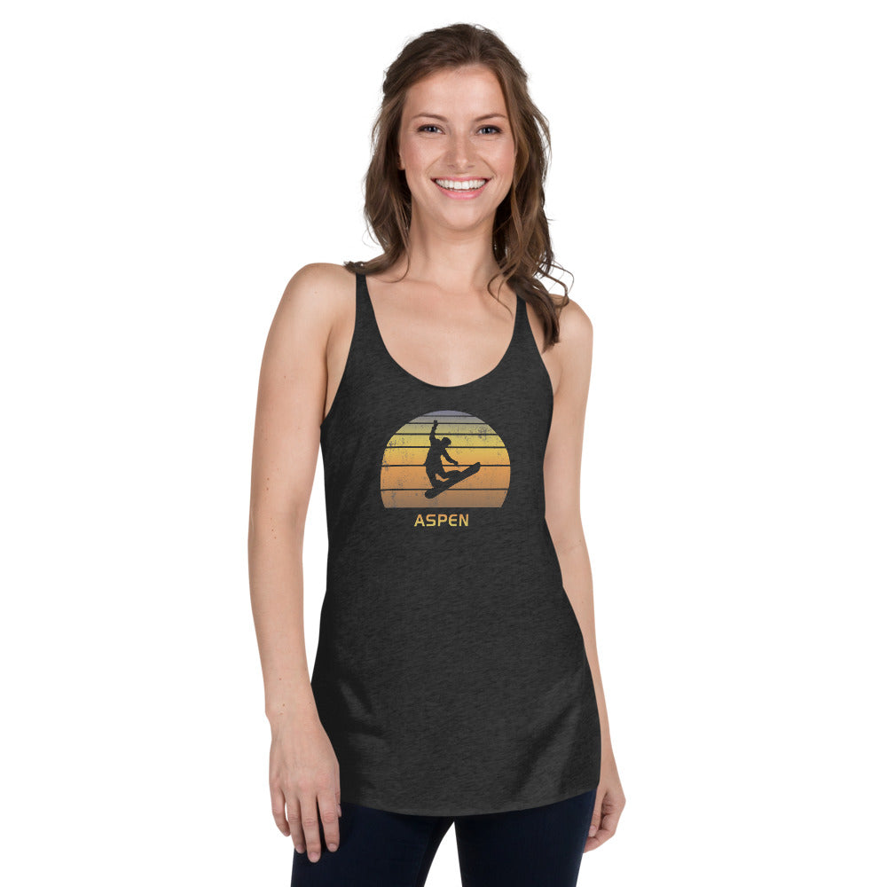 Retro Aspen Colorado Snowboarding Fan Women's Racerback Tank Top