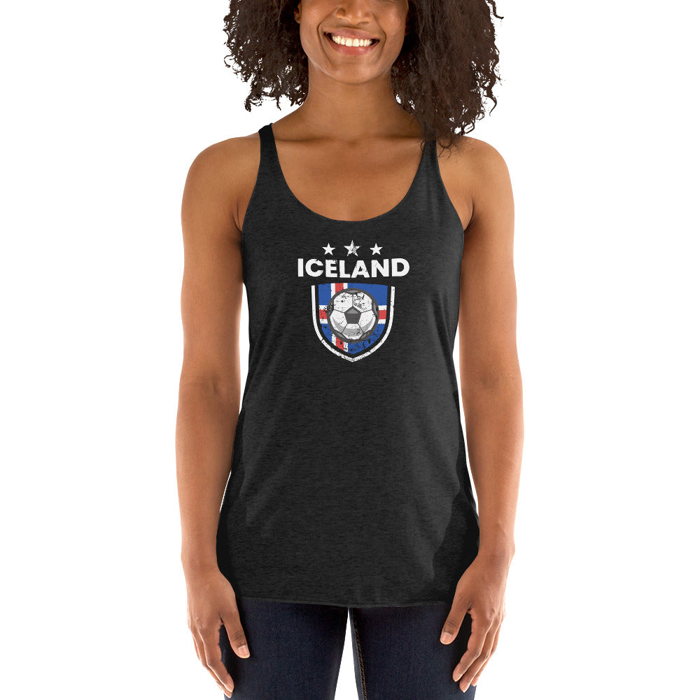Retro Iceland Soccer Team Football Fan Country Icelandic Flag Women's Racerback Tank Top