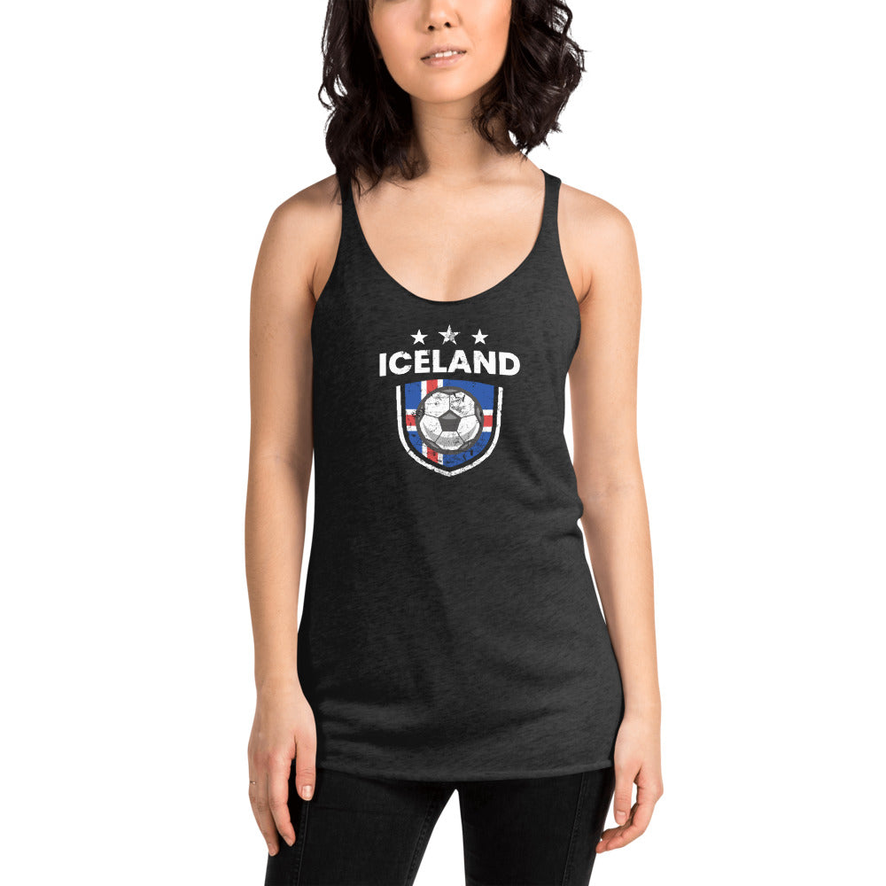 Retro Iceland Soccer Team Football Fan Country Icelandic Flag Women's Racerback Tank Top
