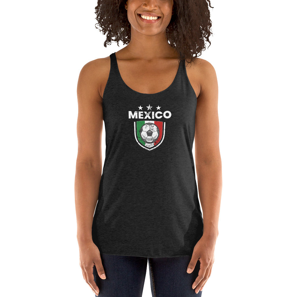 Retro Mexico Soccer Team Football Fan Country Mexican Flag Women's Racerback Tank Top