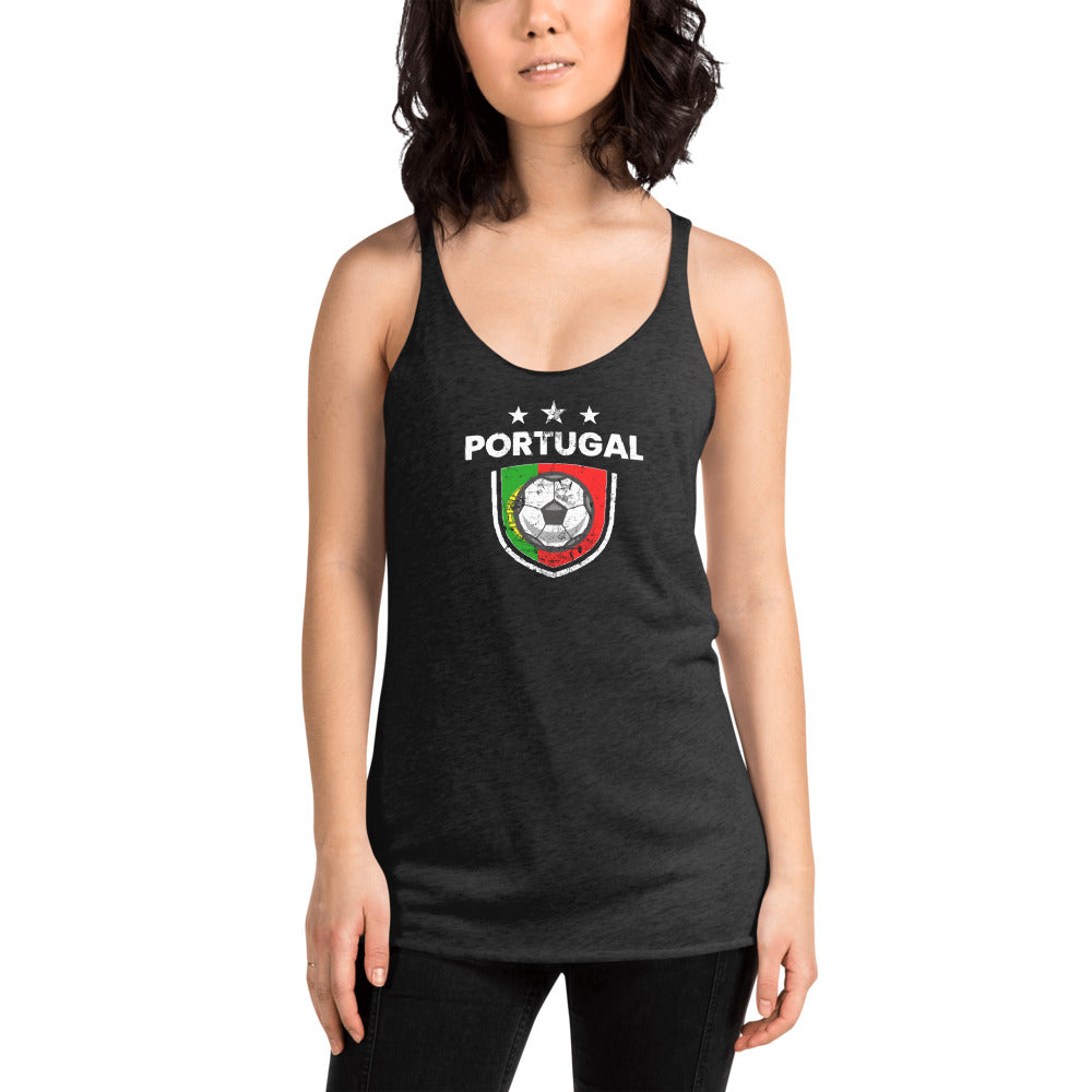 Retro Portugal Soccer Team Football Fan Country Portuguese Flag Women's Racerback Tank Top