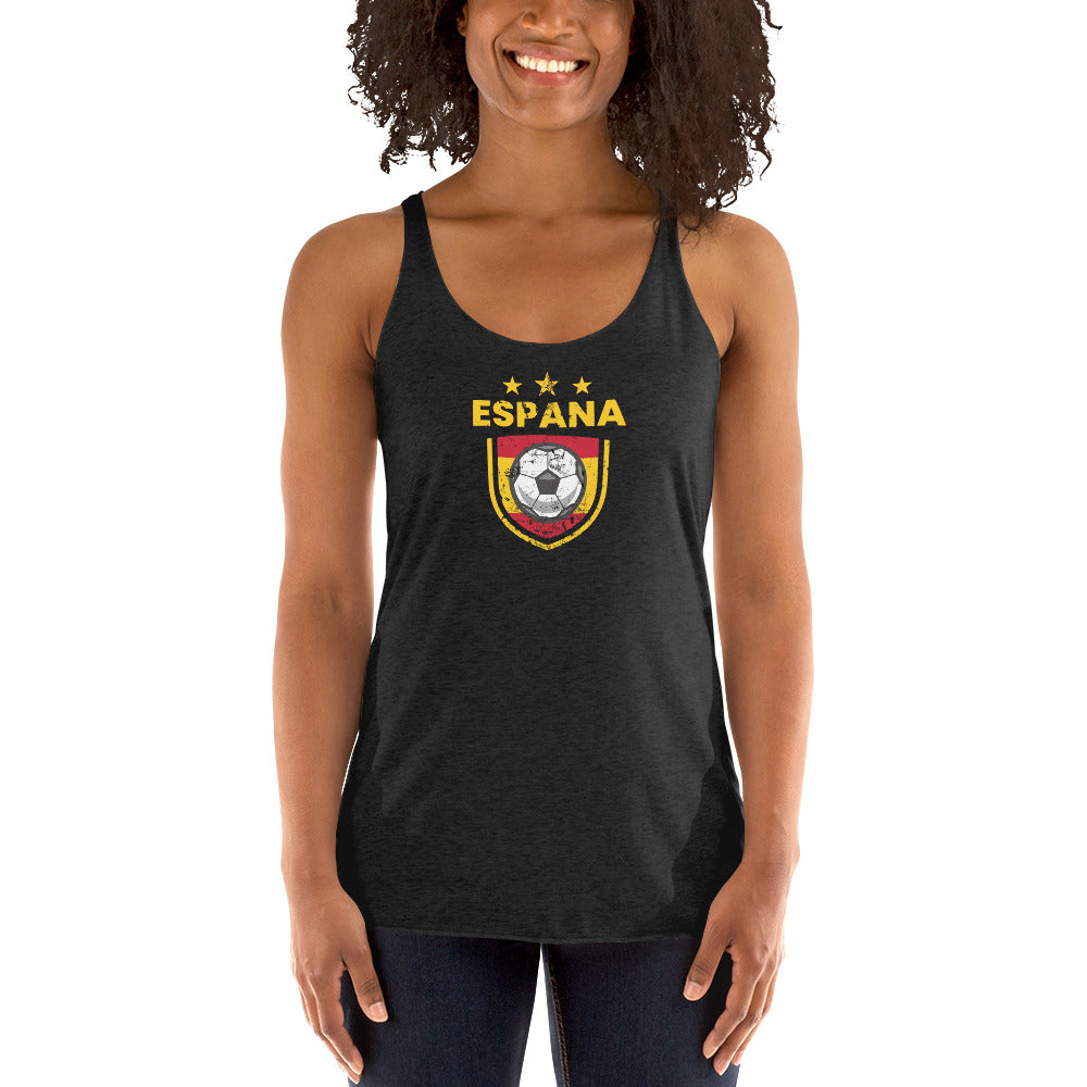 Retro Spain Soccer Team Football Fan Country Espana Spanish Flag Women's Racerback Tank Top