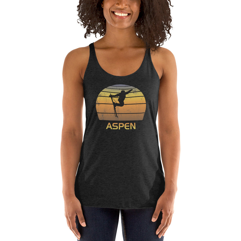 Cool Retro Aspen Colorado Skiing Ski Fan Women's Racerback Tank Top