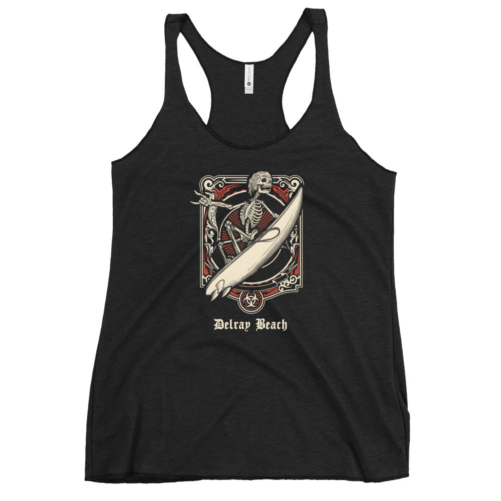 Cool Delray Beach Florida Surfing Fan Surfer Women's Racerback Tank Top