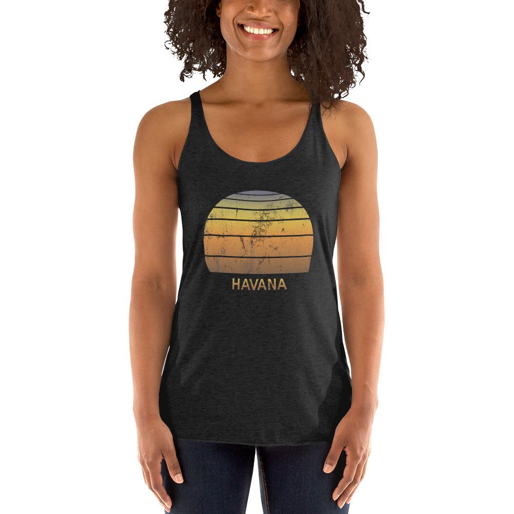 Retro Havana Cuba Beach Vacation Souvenir Women's Racerback Tank Top
