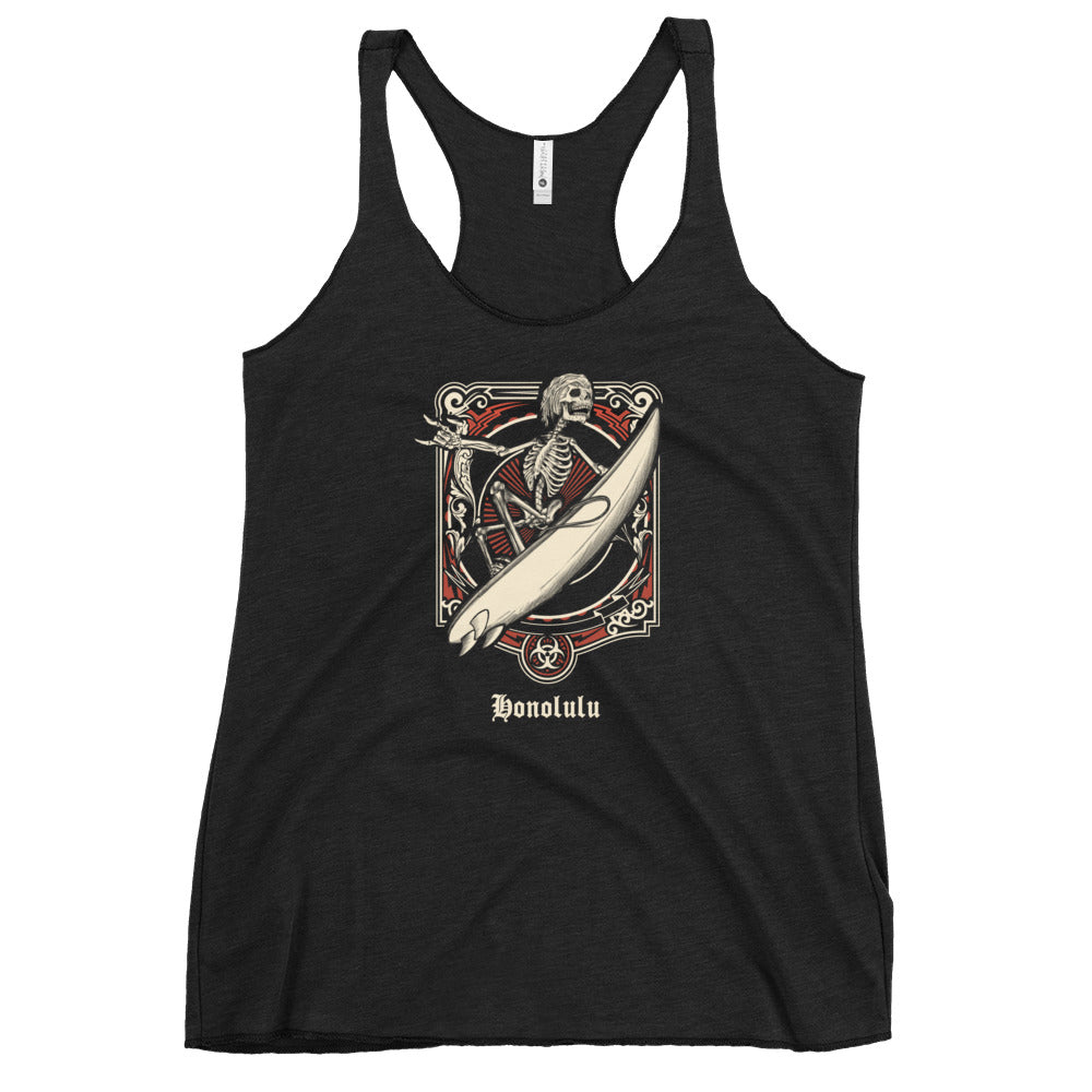 Cool Honolulu Oahu Hawaii Surfing Fan Surfer Women's Racerback Tank Top
