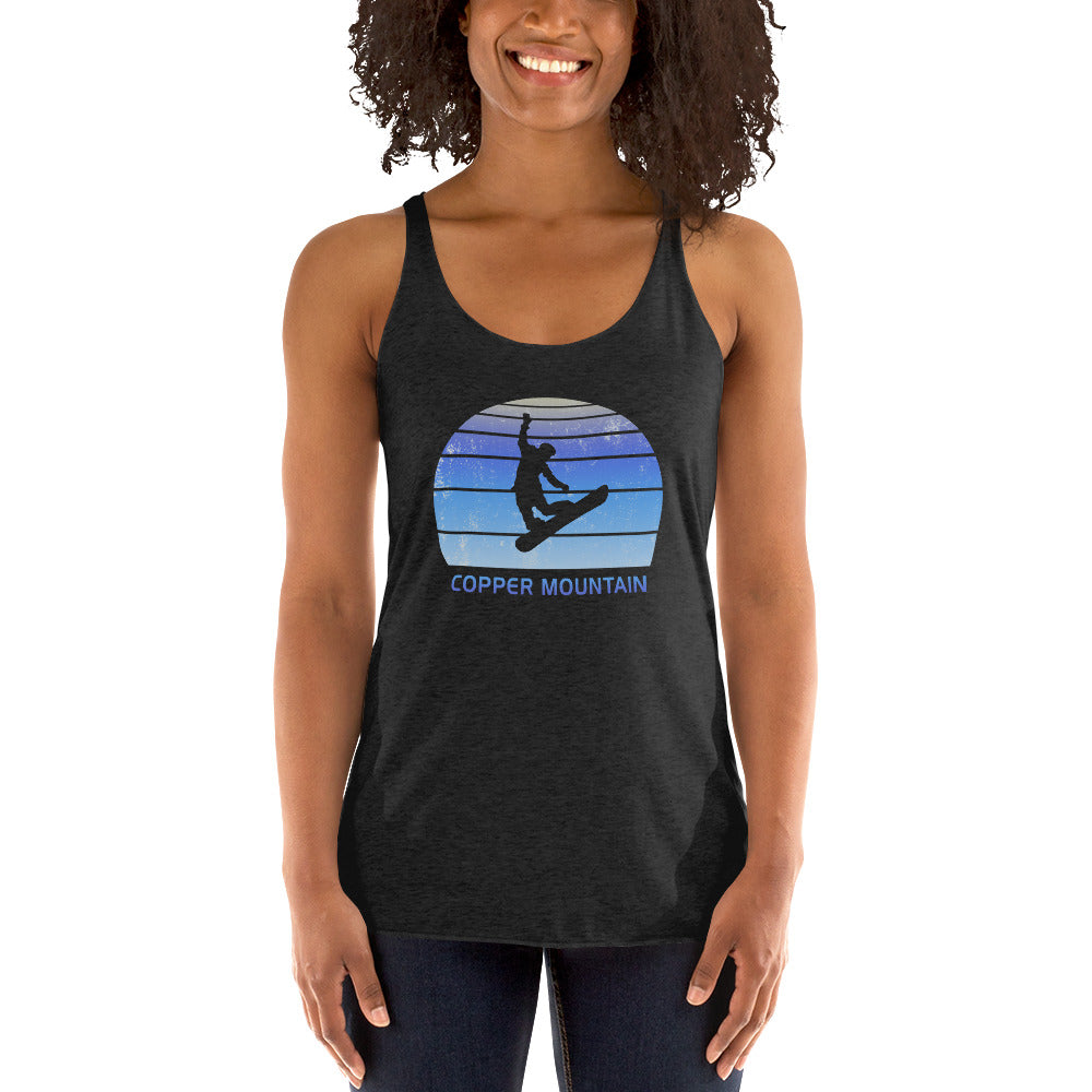 Retro Copper Mountain Colorado Snowboarding Fan Women's Racerback Tank Top