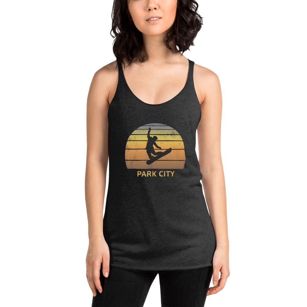 Retro Park City Utah Snowboarding Fan Women's Racerback Tank Top