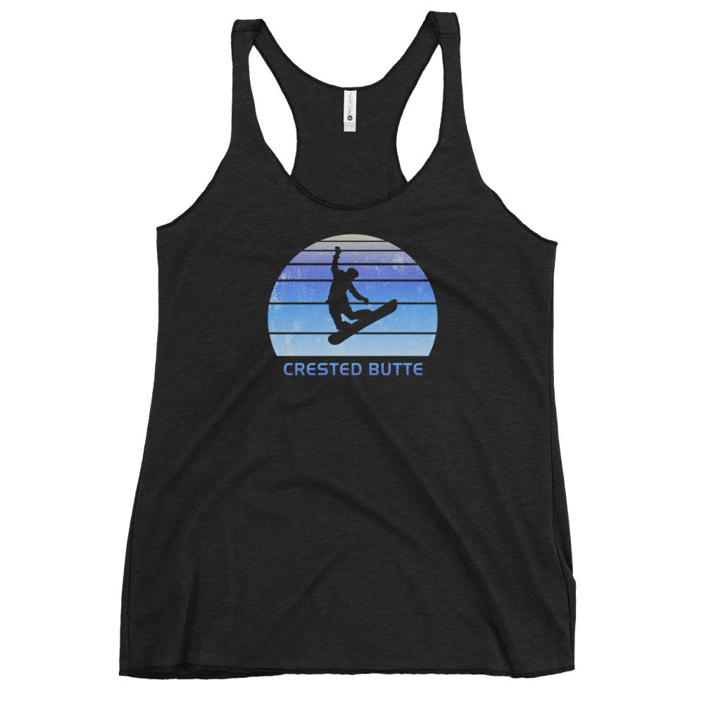 Retro Crested Butte Colorado Snowboarding Fan Women's Racerback Tank Top
