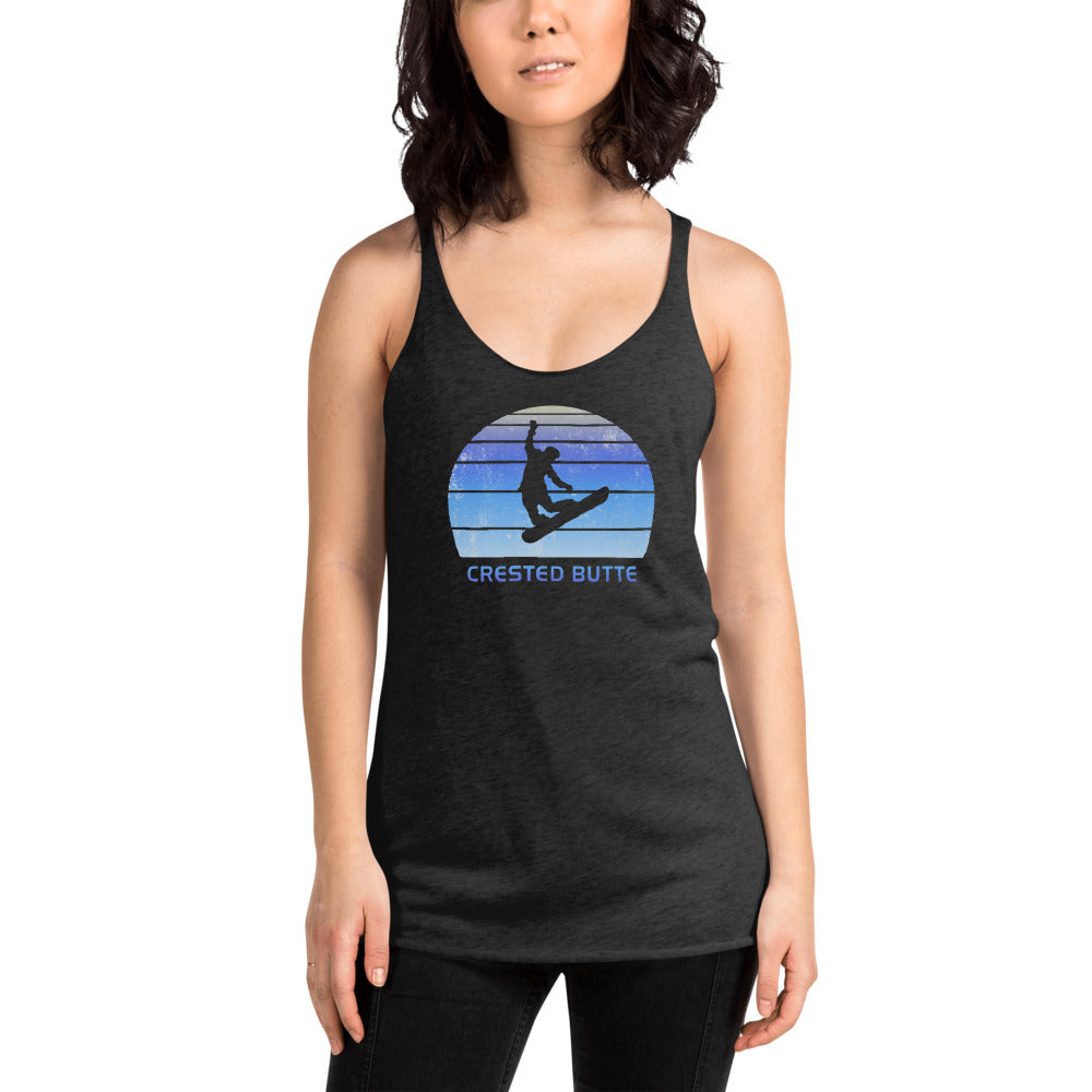 Retro Crested Butte Colorado Snowboarding Fan Women's Racerback Tank Top