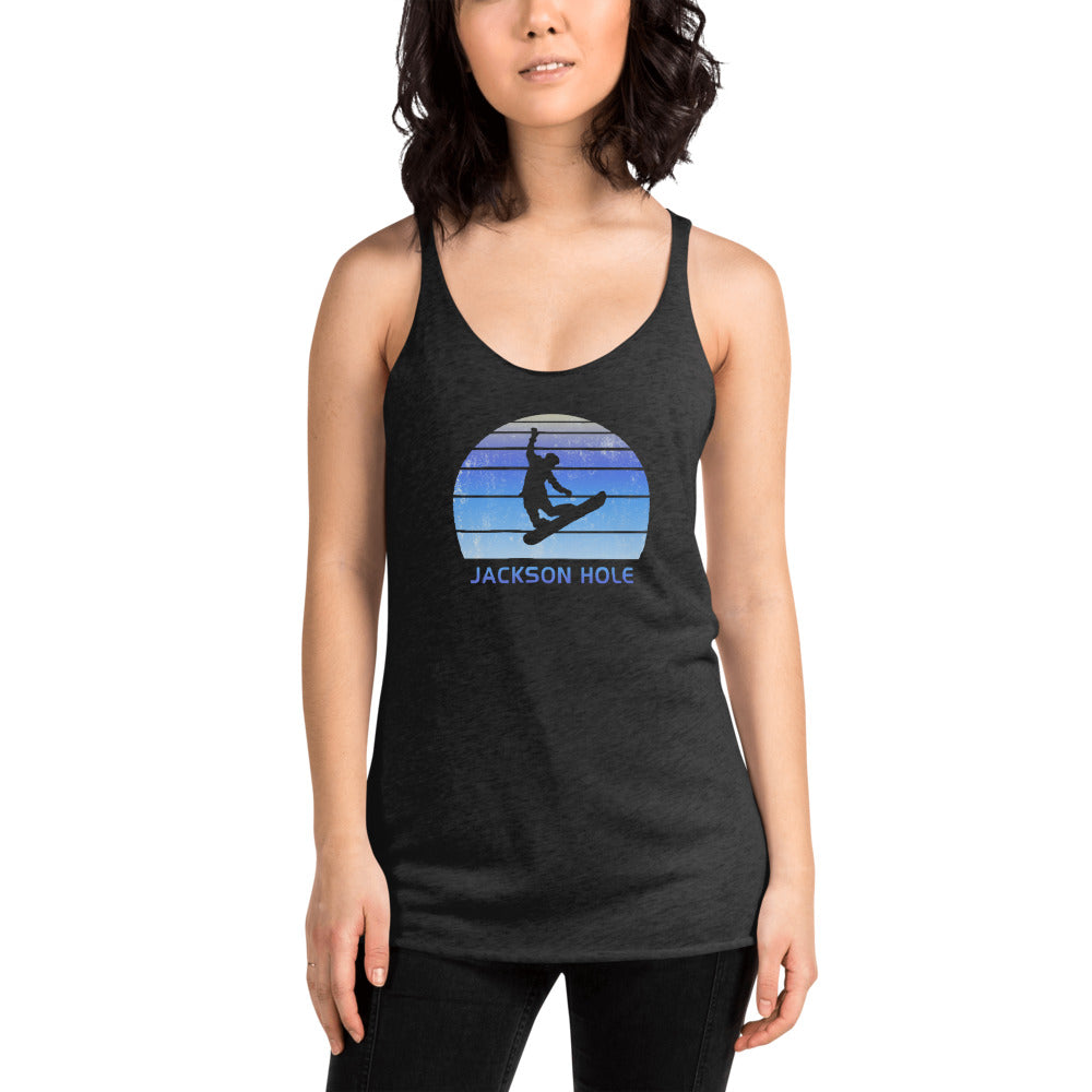 Retro Jackson Hole Wyoming Snowboarding Fan Women's Racerback Tank Top