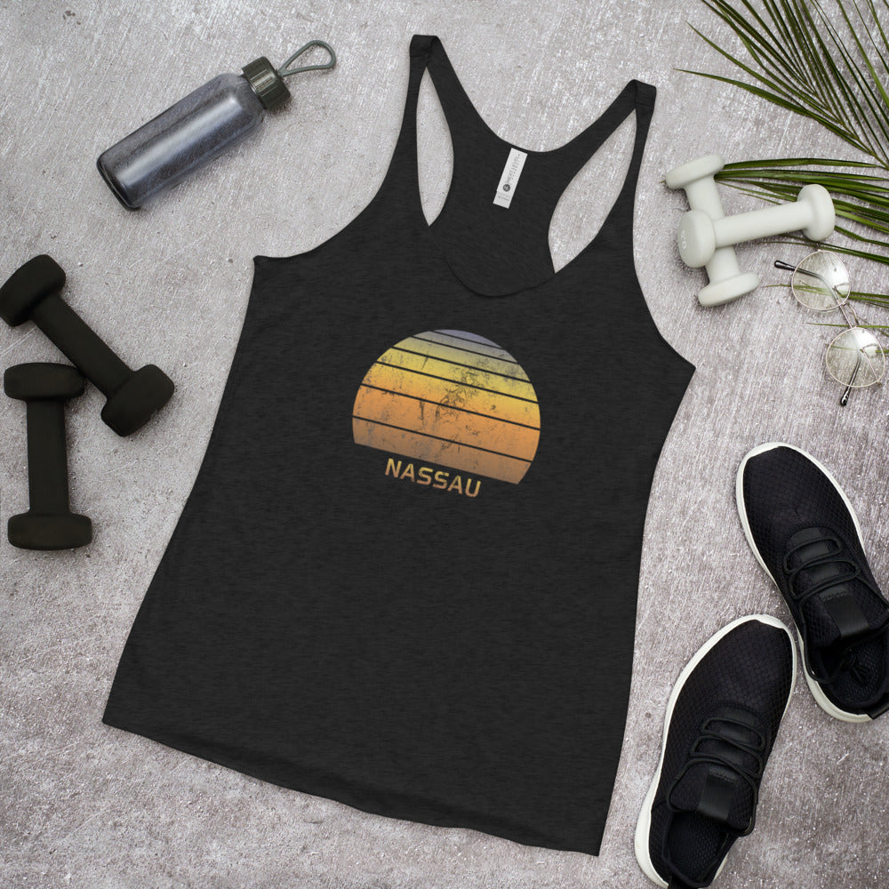 Retro Nassau Bahamas Beach Vacation Souvenir Women's Racerback Tank Top