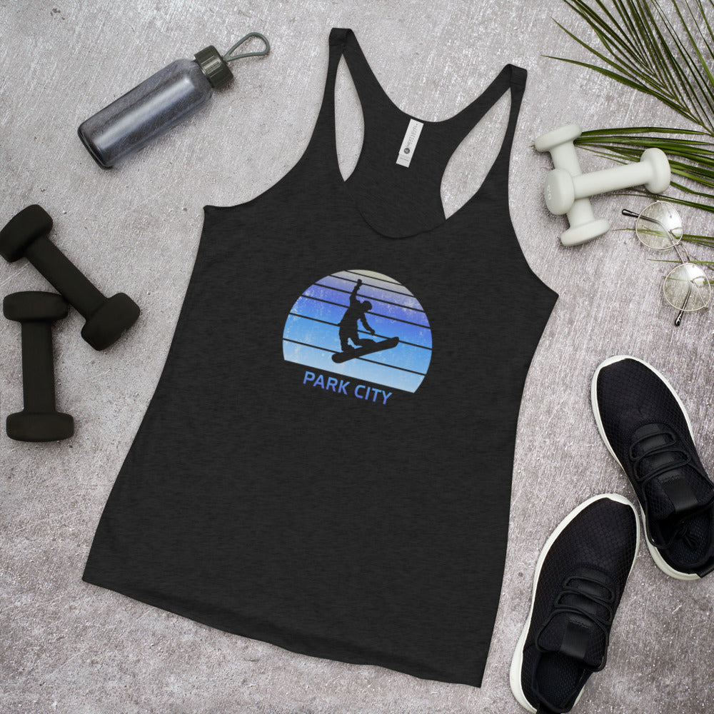 Retro Park City Utah Snowboarding Fan Women's Racerback Tank Top