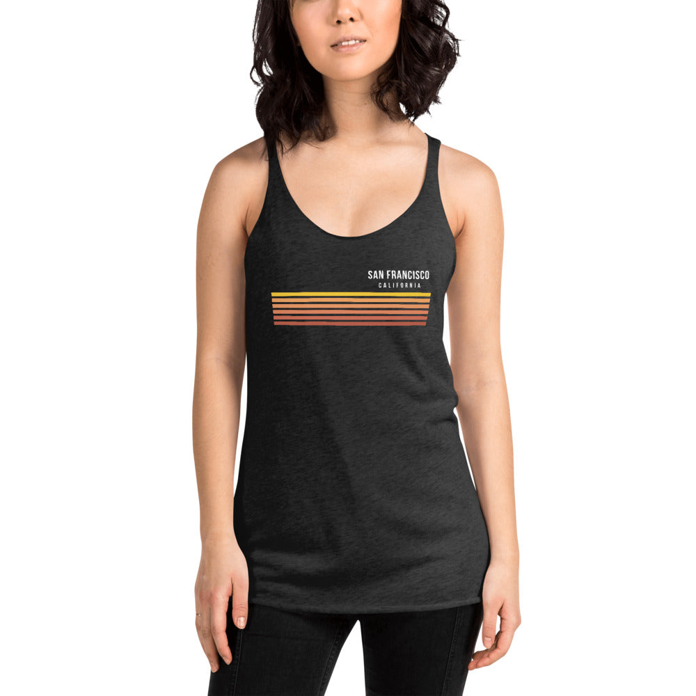 Retro San Francisco California Vacation Stripes Women's Racerback Tank Top